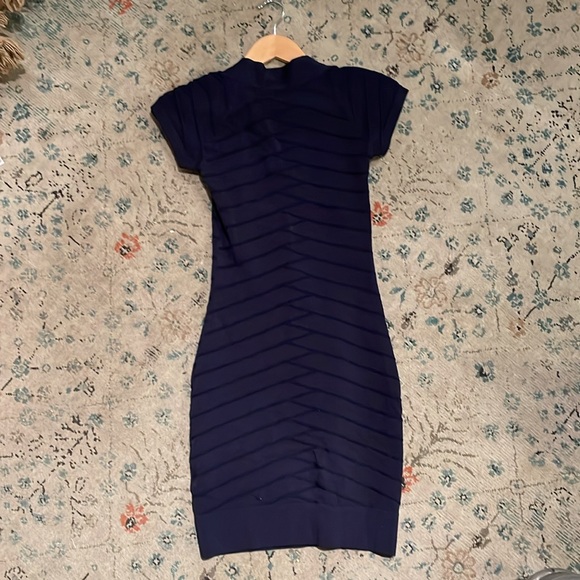 French Connection Navy Blue Knit Bodycon Dress - Picture 2 of 3
